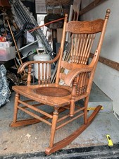 Vintage Wooden Slat-Seat Rocking Chair with Additional Wood Furniture Pieces — listing 2