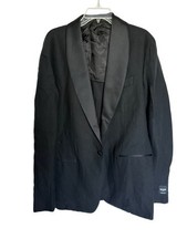 Black Double-Breasted Shawl Collar Tuxedo Dinner Jacket with Satin Lapels — listing 4
