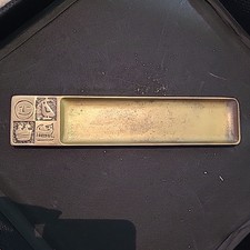 Antique Solid Brass Pen Tray / Desk Tray with Monogram "TBW" — listing 4