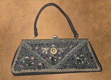 beaded clutch Vintage Beaded Evening Clutch with Detachable Chain Strap — listing 5