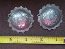 Sterling Silver Southwestern Stamped Oval Concho Dangle Earrings with Diamond Repoussé Center