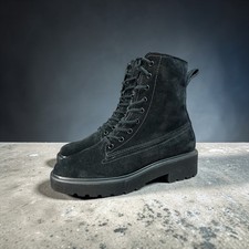 Paul Green Cognac Nubuck Lace-Up Combat Boots with Zipper Trim and Brogue Cap Toe — listing 4