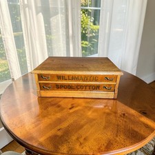 Antique Two-Drawer Wooden Side Table / Nightstand with Turned Legs