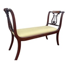 Antique Regency Style Mahogany Window Bench Settee with Carved Rosettes, listing 2