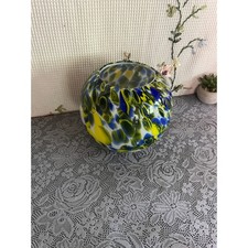 Small Hand-Blown Black & White Spatter Glass Rose Bowl Vase, 4.75" — listing 5