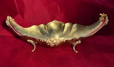 Vintage Hammered Brass Footed Cachepot Planter, Gold-Tone, 12.5" Wide x 10" High