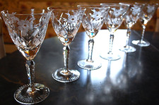 Cut Crystal Wine or Water Goblet with Star-Cut Foot and Vertical Panel Cuts — listing 2