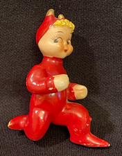 Pair of Vintage Devil / Pixie Ceramic Figurines, Black and Red Dancers — listing 4