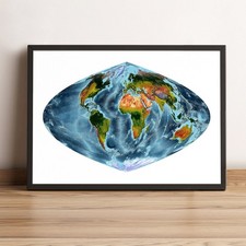 Framed Decorative World Map Print with Vintage Aviation Theme — listing 5