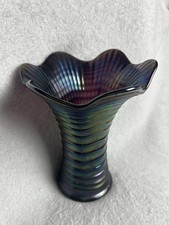 Amethyst Carnival Glass Creamer with Holly/Berry Pattern and Beaded Rim