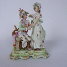 Rococo-Style Porcelain Courting Couple Figural Table Lamp with Mandolin Player — listing 3