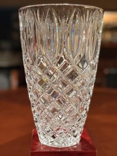 Pressed Crystal Glass Vase with Fanned Rim and Diamond Cut Pattern — listing 5