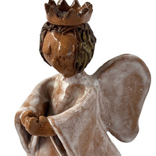 Handmade Studio Pottery Angel Figurine Holding Heart, Redware Clay with Drip Glaze — listing 4