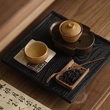 Chinese Kung Fu Travel Tea Set with Green Reactive Glaze - Teapot, Gourd Caddy, 4 Cups, Bamboo Tray & Carry Case