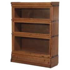 Vintage Oak Bookshelf with Bottom Drawer, Tall Narrow 5-Shelf Bookcase — listing 6