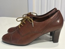 Etienne Aigner Brown Leather & Suede Spectator Lace-Up Oxford Heels, Women's Size 9M — listing 2