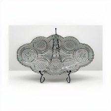 Vintage Pressed Glass Rectangular Relish Dish with Scalloped Rim and Hobnail Pattern — listing 4