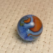 Vintage Clear Glass Marble with Blue Swirl Bands — listing 5