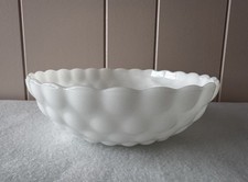 Vintage White Milk Glass Bubble Pattern Bowl with Scalloped Rim — listing 6