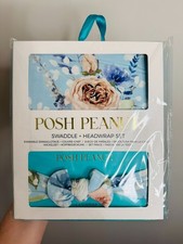 Posh Peanut Bamboo Swaddle + Headwrap Set, Sunflower/Hydrangea Floral Print — listing 3
