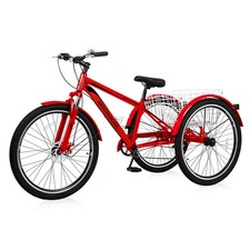 MOONCOOL Adult Tricycle 7-Speed Trike Cruiser with Rear Basket, 20" Tires