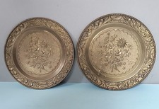 Vintage Brass Repoussé Wall Charger with Black Metal Rim - Flemish Tavern Scene — listing 5