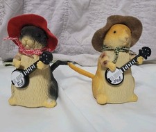 Pair of Battery-Operated Animated Singing Banjo Hamster Plush Toys Gemmy