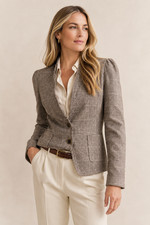 Banana Republic Blue & White Tweed Frayed-Edge Open-Front Jacket — listing 4