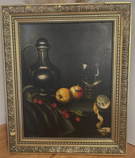 Impressionist Still Life Oil Painting of Wine Bottles and Glasses, Framed — listing 4
