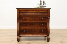 Antique American Empire Flame Mahogany Chest of Drawers with Carved Pineapple Columns and Paw Feet — listing 6