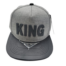 "KING" Black Snapback Hat with Raised 3D Rubber Lettering and Faux Leather Brim — listing 5