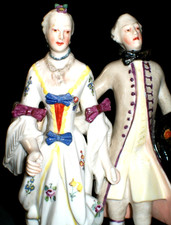 German Porcelain Figurine of Rococo Courting Couple with Blue Crown Mark — listing 6