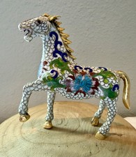 Chinese Cloisonné Enamel Silver-Gilt Filigree Caparisoned War Horse on Stand No visible mark — listing 3