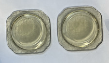 Federal Glass Madrid Amber Depression Glass Cups, Saucers & Square Plates — listing 3