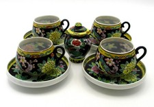 Vintage Japanese Famille Noire Hand-Painted Porcelain Ginger Jar with Lid — listing 5