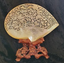 Vintage Shell and Mother-of-Pearl Floral Collage Wall Art in Ornate Gilt Frame — listing 6