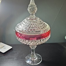 Small Clear Glass Lidded Candy Jar / Apothecary Trinket Jar with Ball Finial — listing 5