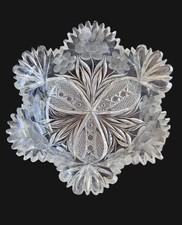 American Brilliant Period Cut Crystal Bowl with Hobstar and Fan Pattern, Sawtooth Rim, Clear — listing 6