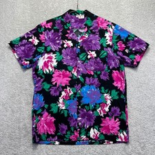 Vintage Scorpio Hawaiian Aloha Shirt, Navy Hibiscus & Banana Leaf Print, Men's XL — listing 6