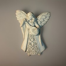 Oval High-Relief Resin Wall Plaque of an Angel Playing a Lute/Mandolin — listing 5