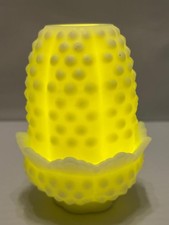 Fenton Custard Hobnail Glass Ruffled Compote, 5 inch — listing 3