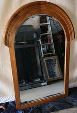 1980s Six-Drawer Double Dresser with Arched Mirror, Oak Laminate