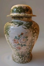 Vintage Green Transferware Chinoiserie Ginger Jar with Pagoda Landscape — listing 2