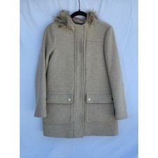 J.Crew Women's Oatmeal Wool-Blend Asymmetric Zip Funnel-Neck Coat, Size 8 — listing 3
