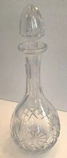 Cut Crystal Wine Decanter with Faceted Diamond-Cut Stopper
