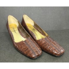 J. Renee Black Croc-Embossed Pointed-Toe Ankle Strap Pumps, Size 7M — listing 5