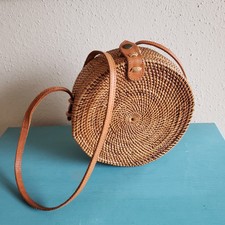boho round crossbody Black Embossed Leather Round Canteen Crossbody Bag with Tassel — listing 6