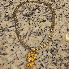 Spread-Wing Eagle Pendant on Curb Chain Necklace
