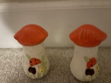 Ceramic Toadstool Mushroom Salt and Pepper Shaker Set