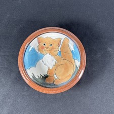 Whimsical Studio Art Pottery Figural Cat Lidded Jar with Bird Finial — listing 6